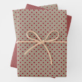 Faux Brown & Red Kraft Paper With Multi Patterns Geschenkpapier Set