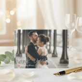 Faux Brush Script Photo Wedding Dankeskarte