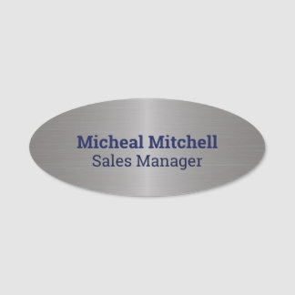 Faux Brushed Metal Business Employee Name Tag Namensschild