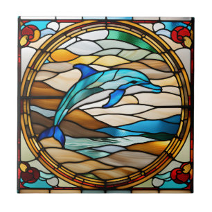 Faux-Buntglas-Delfin Fliese