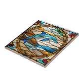 Faux-Buntglas-Delfin Fliese (Seite)