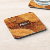 Faux Burled Walnut Monogrammed  Getränkeuntersetzer (Linke Seite)