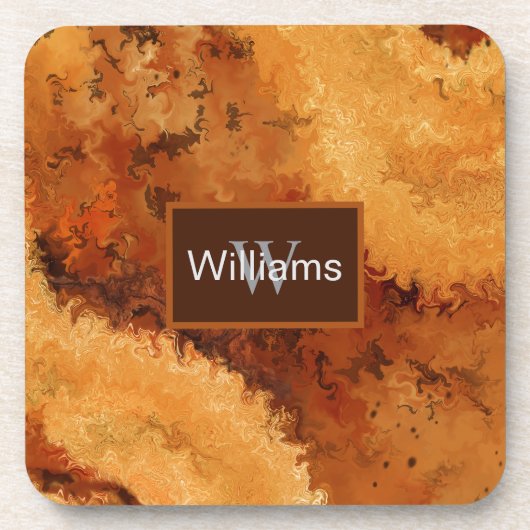 Faux Burled Walnut Monogrammed  Getränkeuntersetzer (Vorderseite)