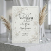 Faux Carved White Rose Bas Relief Floral Wedding Einladung