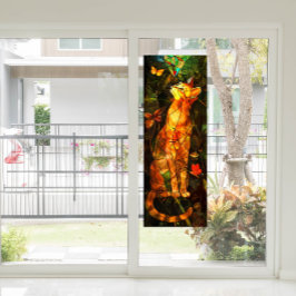 Faux Cat Painting Stained Glass Art Fensteraufkleber