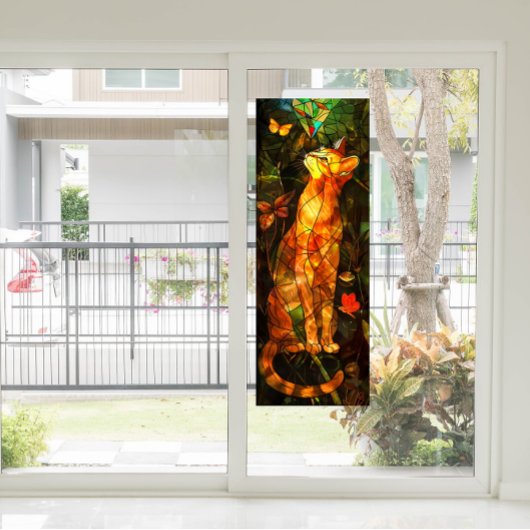 Faux Cat Painting Stained Glass Art Fensteraufkleber