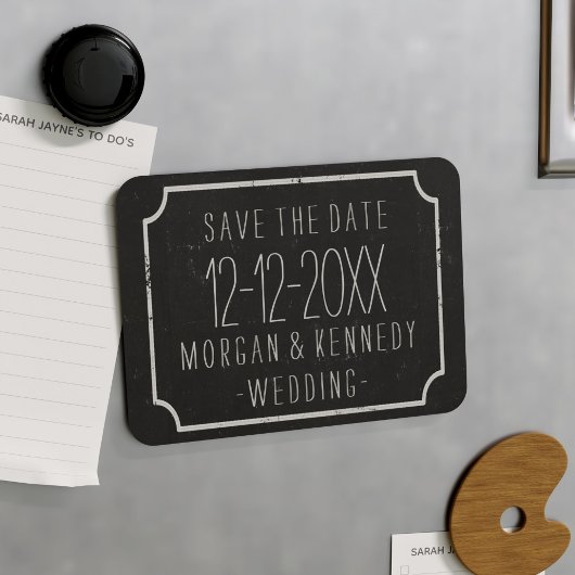 Faux Chalkboard Save the Date Magnet