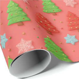 Faux Cookies in Clay Red Christmas Gift Wrap Geschenkpapier
