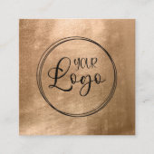 Faux Copper Gold Foil Your Logo Black Quadratische Visitenkarte (Vorderseite)