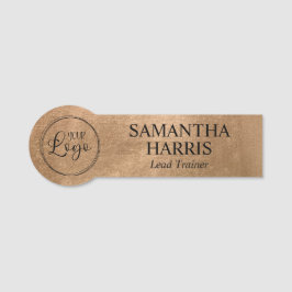 Faux Copper Gold Foil Your Logo Black Text Namensschild
