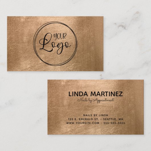 Faux Copper Gold Foil Your Logo Visitenkarte (Vorne/Hinten)