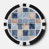 Faux Cream Denim Blue Jean Glitter Pokerchips (Vorderseite)