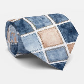 Faux Cream Denim Blue Jean Krawatte (Gerollt)