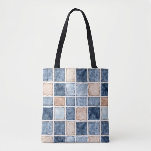 Faux Cream Denim Blue Jean Tasche (Vorderseite)