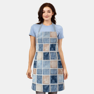 Faux-Creme-Denim-Blau-Jeans-Brautparty Schürze