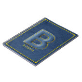 Faux-Denim 3D-gesticktes Monogramm Buchstabe B Notizblock (Linke Seite)