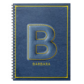 Faux-Denim 3D-gesticktes Monogramm Buchstabe B Notizblock (Vorderseite)