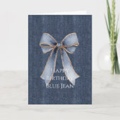 Faux Denim Blue Jean Bow Karte (Vorderseite)