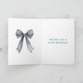 Faux Denim Blue Jean Bow Karte (Innenseite)