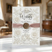 Faux Embossed 3D Floral Bas-Relief Effect Einladung