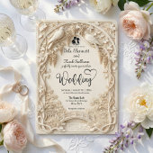Faux Embossed Carved Cream Bas Relief Wedding Einladung