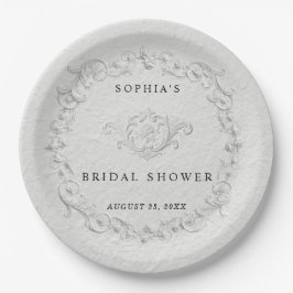 Faux Embossed Floral Bridal Shower  Paper Pla Pappteller