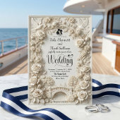 Faux Embossed Floral Relief Effect Classic Wedding Einladung