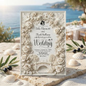 Faux Embossed Floral Relief Effect Classic Wedding Einladung