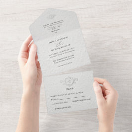 Faux Embossed Floral Wedding  All In One Invi Einladung