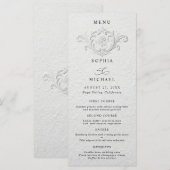 Faux Embossed Floral Wedding Flat Menu Menükarte (Vorne/Hinten)