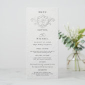 Faux Embossed Floral Wedding Flat Menu Menükarte (Stehend Vorderseite)
