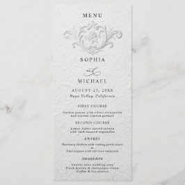 Faux Embossed Floral Wedding Flat Menu Menükarte