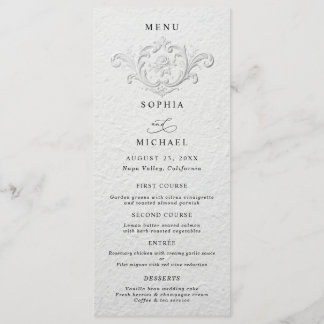 Faux Embossed Floral Wedding Flat Menu Menükarte