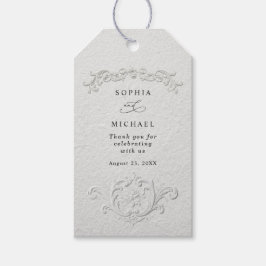 Faux Embossed Floral Wedding Gift Tag Geschenkanhänger