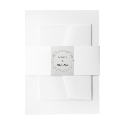 Faux Embossed Floral Wedding Invitation Bell Einladungsbanderole (Vorderseite Beispiel)