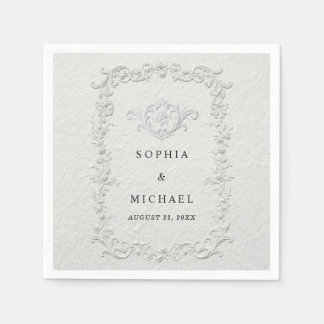 Faux Embossed Floral Wedding Napkins Serviette