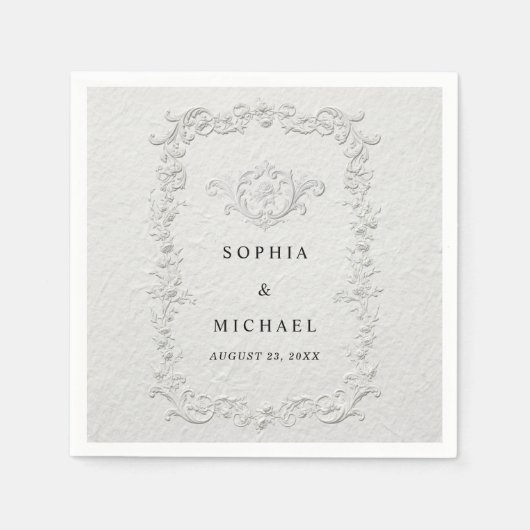 Faux Embossed Floral Wedding Napkins Serviette (Vorderseite)