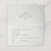 Faux Embossed Floral Wedding Place Card Platzkarte (Außenseite Aufgefaltet)