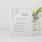 Faux Embossed Floral Wedding Rehearsal Dinner Einladung (Stehend Vorderseite)