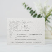 Faux Embossed Floral Wedding RSVP Card Karte (Stehend Vorderseite)