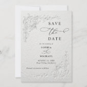 Faux Embossed Floral Wedding Save the Date  I Einladung (Vorderseite)