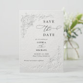 Faux Embossed Floral Wedding Save the Date  I Einladung (Stehend Vorderseite)