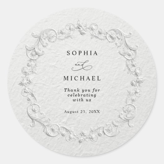 Faux Embossed Floral Wedding Sticker (Vorderseite)