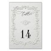Faux Embossed Floral Wedding Table Numbers Tischnummer (Rückseite)