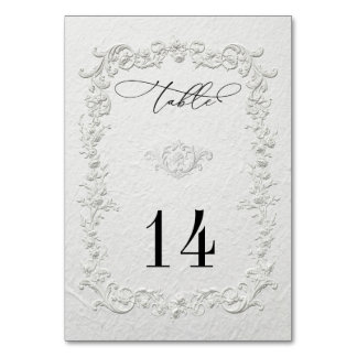 Faux Embossed Floral Wedding Table Numbers Tischnummer