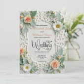 Faux Embossed Ornate Rococo Formal Wedding Einladung (Stehend Vorderseite)