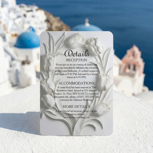 Faux Embossed Relief Sculpted White Tulip Begleitkarte