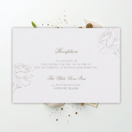 Faux Embossed Rose Pearl Classic Reception Wedding Begleitkarte