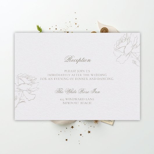 Faux Embossed Rose Pearl Classic Reception Wedding Begleitkarte