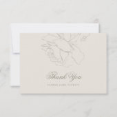 Faux Embossed Roses Ecru Classic Formal Wedding Dankeskarte (Vorderseite)